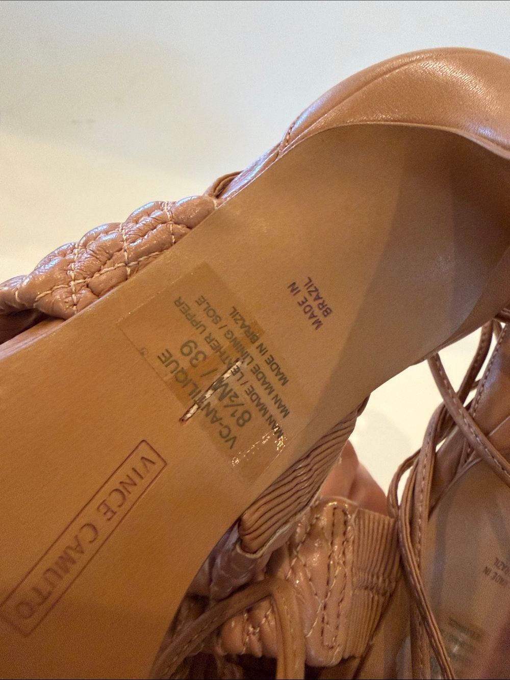 Vince Camuto Tan Strap Lace-Up Heels Size 8.5 - Picture 11 of 12